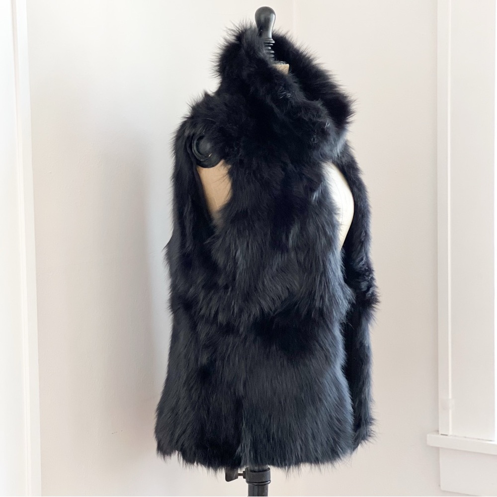 SAM. New York Black Fox Fur Vest Coat Size M/L - Picture 2 of 9